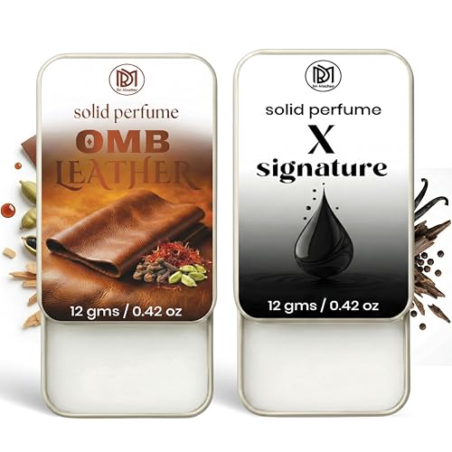Image of Dr.Mashur Solid Perfume |x signature&OMB leather Alcohol Free Wax Perfume Balm, Long Lasting | Pocket Tin 12g, Pack Of 2| Non Greasy Smooth Glide, Travel Friendly Unisex Gifts He Or Her