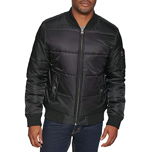 Image of Levi's mens Levi's Men's Quilted Puffer Bomber Jacket COAT, Black, Medium US