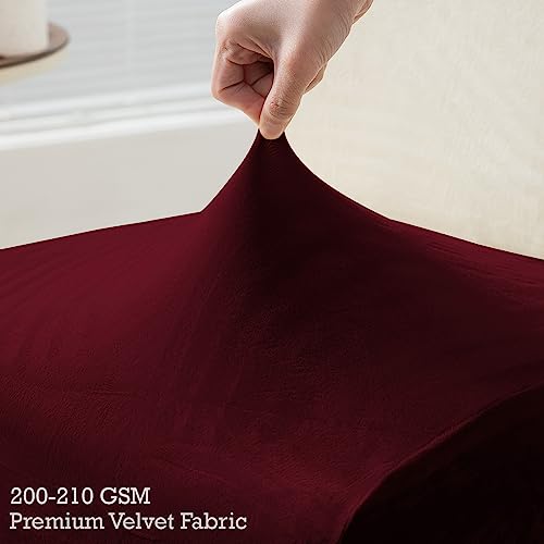 Image of HOKIPO Velvet Chair Covers for Long Back Dining Chair, Set of 2, Burgundy (AR-4760-BRGN*2)