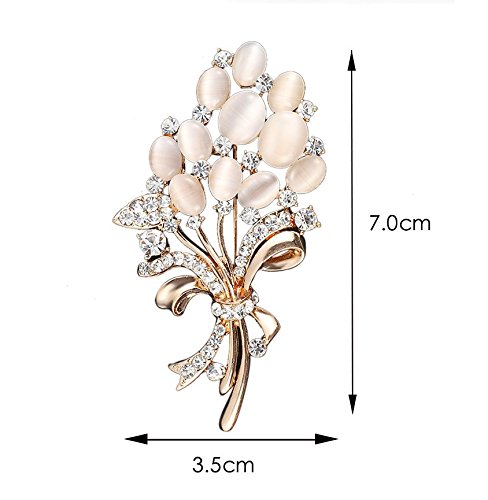Jewelrypal Fashion Flower Brooch Pins For Women Bouquet Wedding Crystal Brooch #TOP1