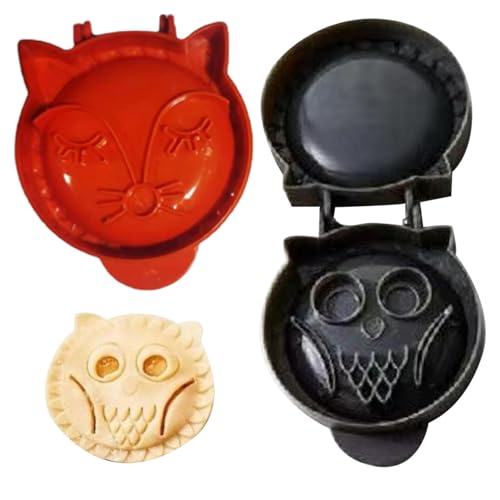 Hand Pie Maker 2PCS Festive Cute Cartoon ABS Christmas Cookie Mould Mini Pie Maker for Party Pastry Making Baking Style3 Fox and Owl