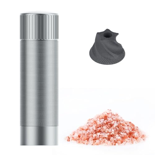 WhiteRhino Molinillo de Sal Profesional o Molinillo de Pimienta, Sal de Pimienta de Aluminio de Alto Rendimiento Trabajo Pesado,Molinillo de Especias de Acero Inoxidable y 12 Asperezas Ajustables