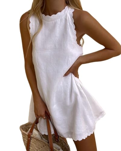 slim fit dress slacks Simkhai Women's Holloway Embroidered Mini Dress in White, Lace, Size 2 main image 0