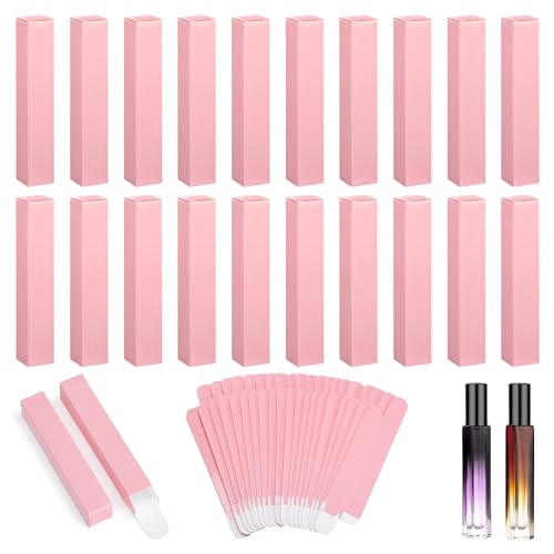Segbeauty 20pcs Empty Packaging Small Gift Boxes, Pink Glossy Mini Gift Boxes, Mini Cardboard Gifts Wrap Boxes, Suitable for Travel Perfume Bottles, Essential Oil Roller Bottle, Lip Gloss Balm Tubes