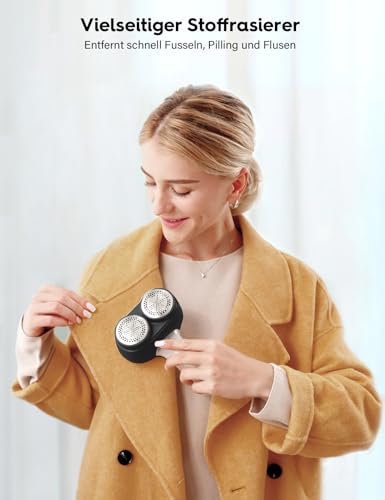 VASSON Fabric Shaver, Bobble Remover for Clothes, Debobbler Remover, Electric Lint Remover, Lint Shaver, Dual-Head Defuzzer for Clothes, Jumpers, Furniture (Black)