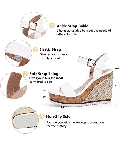 Image of Coutgo Women's Espadrille Wedge Platform Sandals Open Toe Ankle Buckle Strap Casual Summer Shoes