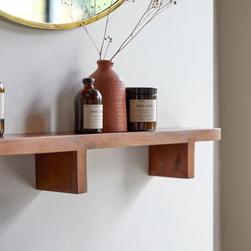 Image of 3 Years Warranty Sheesham Wood Wall Shelf for Living Room Bathroom | Floating Shelf Wall Mounted Display Rack for Decor Plants Toiletries | Minimal Modern Storage Organizer | Space Saving| Rosewood