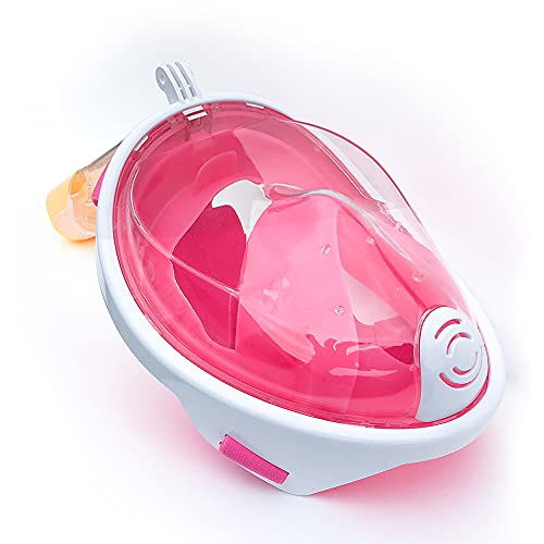 Image of VBM Full Face Snorkeling Mask Diving Gear - Dry Top System,180 Degree Panoramic View Snorkeling Mask with Camera Mount,Safe Breathing,Anti-Leak Anti-Fog-Swim Fins (Pink - S /M)