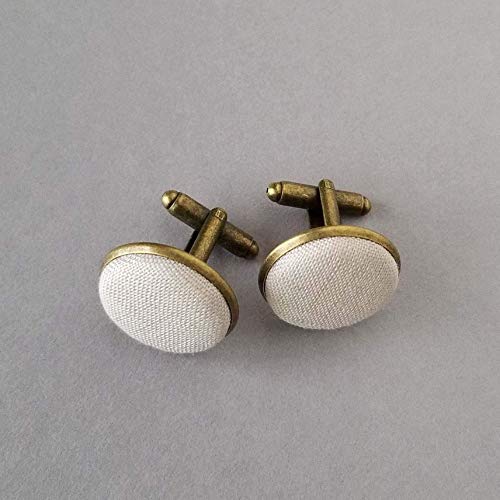 Mancuernillas clásicas de tela lino para hombre miniatura 3