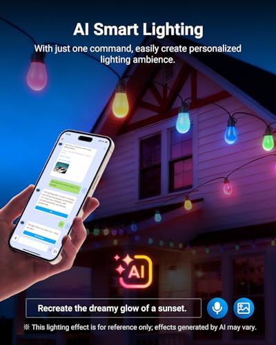 Image of NEEWER 96ft Outdoor String Lights, App Control Smart AI RGB IC W Hanging Outside Warm White Patio Balcony Backyard Lighting, IP65 Waterproof, 30 LED Bulbs,50+ Scenes, Compatible with Alexa Google,NR01
