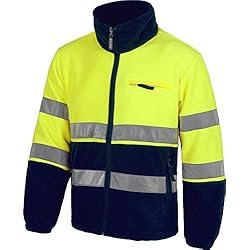 Prendas De Seguridad Work Team Polar Bicolor, Cierre de Cremallera, 2 Cintas Reflectantes en Pecho, Espalda y Mangas. Hombre Marino+Amarillo A.V. M