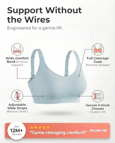 Image of SHAPERMINT Bralettes for Women with Support - Adjustable Wireless Support Bra, Full Coverage No Underwire Seamless Bra