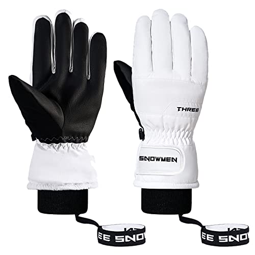 Durio Handschuhe Winter - Touchscreen Skihandschuhe Herren Damen Fahrradhandschuhe Motorrad Handschuhe Thermohandschuhe Winter Damen Weiß M