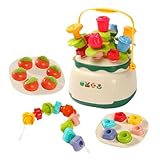 HEALSOPTHY Lacing Beads Blumenkorb Form Montessori Lernspielzeug für Feinmotorik Stapelspielzeug Sensorisches Pädagogisches Geschenk für Vorschulkinder