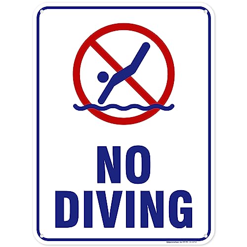 No Diving Sign, 18x24 Inches, 55 mil thick HDPE (high density polyethylene), Made in USA by My Sign Center