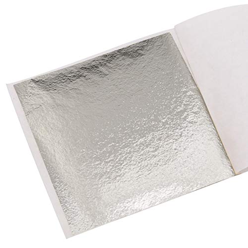 KINNO Gold Leaf Sheets for Art, 100 Sheets Light Champagne Silver Foil Multipurpose for Home, Wall, Frame, Ceiling, Furniture Decoration, 3.15 by 3.35 Inches