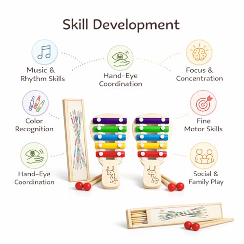 Image of Mikado - Wooden 31 Pickup Stick - Family Indoor & Outdoor Game - Hand Made Toy for Kids - Pack of One Pcs (Combo-9)
