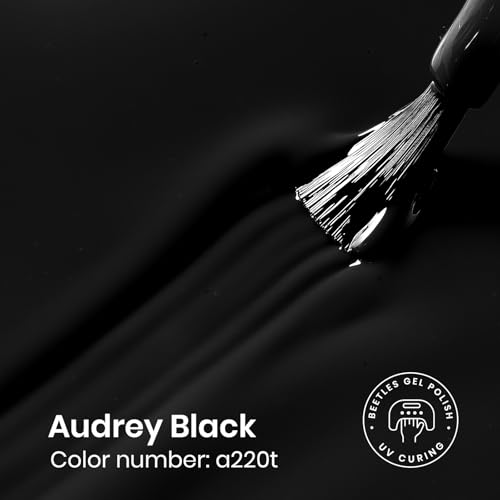 Image of Beetles Black Gel Nail Polish -15ml Audrey Black Gel Polish Soak Off UV LED Needed Nail Art Summer Manicure Salon DIY Design at Home Gifts for Woman