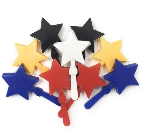 Funiverse Bulk 20 Pack Star Shaped Hand Clappers - Multicolor Team Spirit Noise Makers for Parties, Sports Events & New Years Favors