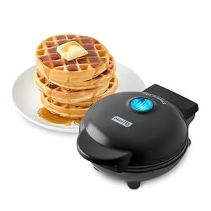 DASH Mini Waffle Maker – 4” Waffle Mold, Nonstick Waffle Iron with Quick Heat-Up, Nonstick Surface – Perfect Mini Waffle Maker for Kids and Families, Just Add Batter (Black)