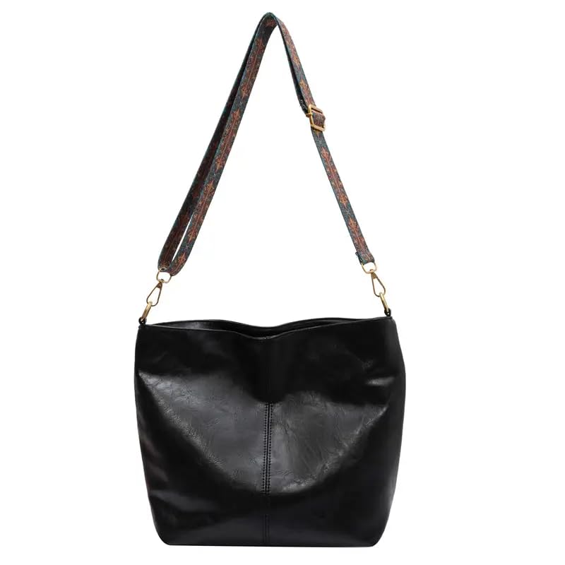 Bolso tote oversize de cuero PU negro para mujer miniatura 2