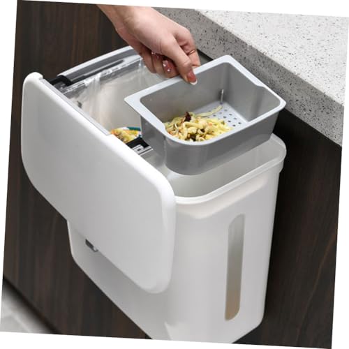Bote de basura rectangular con tapa para cocina color blanco miniatura 5