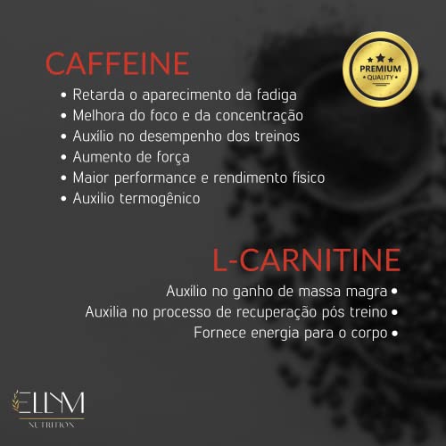 Caffeine+ 60 Cápsulas Termogênico Cafeína Laranja Moro L-Carnitina Guaraná Cromo Ellym Nutrition