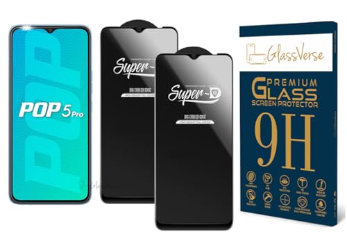 Image of GlassVerse 9H Gorilla Tempered Glass for Tecno Pop 5 Pro | HD Clarity Screen Protector, Ultra Strong 9H Protection, Edge to Edge, Case Friendly, Hassle-less Installation Kit Included. (Pack of 2)