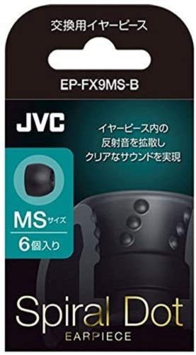 JVCKENWOOD JVC EP-FX9MS-B Replacement Ear Tips Spiral Dots 6 Pack MS Black