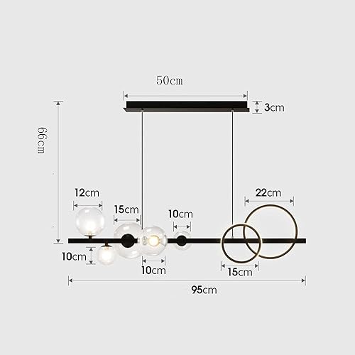 Miniatura 7 de Candelabros, Diningp Led Suspensionp, Bola de Vidrio con G4 Socketp Altura Ajustable Nórdica Industrial Luz Industrial para Sala de Estar Cocina