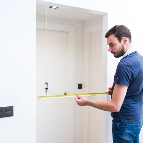 Hoteche Große Senklot 300g A3 Stahl verchromt 10cm Länge 2.7cm Durchmesser erweiterbarer Kopf 0.8cm Spitzen Durchmesser 5m Schnur ideal für präzise Ausrichtung und Bauarbeiten