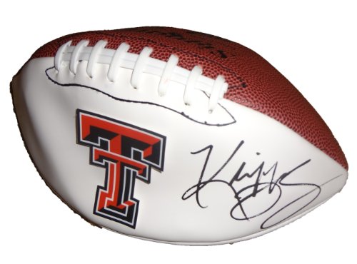 Kliff Kingsbury Autographed Logo Football W/PROOF, Picture of Kliff Signing For Us, PSA/DNA Authenticated - Thumbnail 2