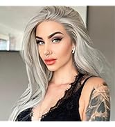 AFBeauty Silver Grey Lace Front Wig Gray Synthetic Lace Front Wigs Long Natural Straight Platinum...