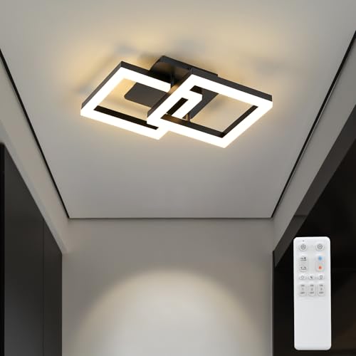 ANTENLICHT 20W Lampara Techo salon LED Regulable con Control Remoto, Moderno Plafon Led Techo Blanco Cálido a Frío 3000K-6500K, Luz de Techo Geométrico 2600LM para Salón, Dormitorio, Comedor, Negra