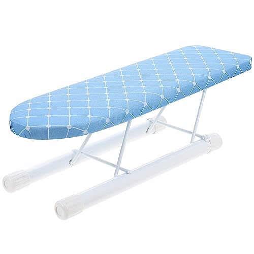 Holibanna Mini Ironing Board Foldable Small Iron Board Tabletop Ironing Board Folding Ironing Board with Fixed Sleeve for Sewing Sky-Blue