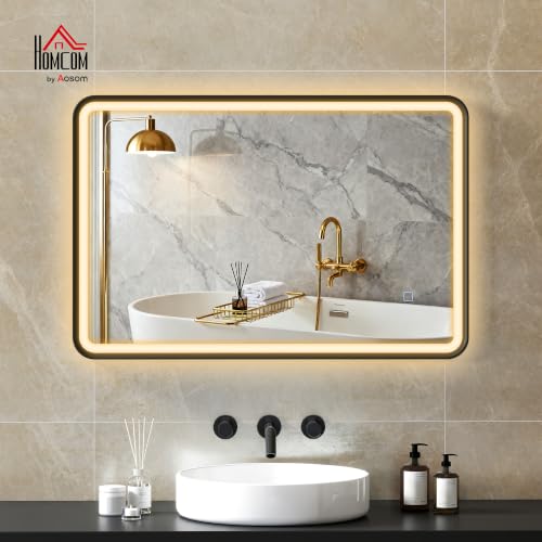 Miroir salle de bain LED anti-buée 90 x 60 cm HOMCOM