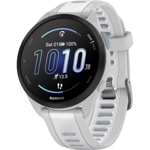 Image of Garmin 010-02863-21 Forerunner 165 Smart Sport Watch, Mist Gray + Whitestone Bundle with Deco Essentials Charging Dock, 3X Silicone Dust Cover and USB Type C Charging and Sync Cable