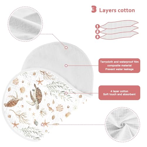 Burbuja Ocean Turtle Muslin Baby Burp Cloths, Soft & Absorbent Cotton Burping Rags for Newborn Boys & Girls, 2 Pack3