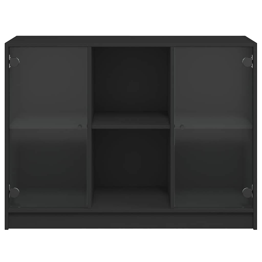 Fengshui Kredens czarny 102 x 37 x 75,5 cm materiał drewnopochodny | Miejsce do przechowywania książek, czasopism, dokumentów, stabilna płyta górna, czarne uchwyty, z uchwytem ściennym