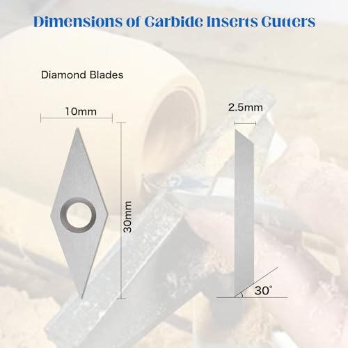 Forhandy 12 Stück Wendeschneidplatten Holz, Drechselwerkzeug Hartmetall, Wendeplatten Drechselzubehör (12)