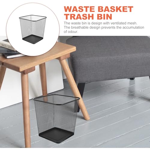 Image of NUOBESTY Mesh Garbage Can Matal Mesh Wastebasket Mesh Trash Bin Mesh Dustbin Square Mesh Wire Waste Bin for Home Office Dorm Kitchen