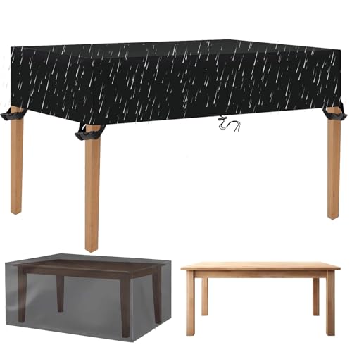 Housse De Table De Jardin 160x100x15cm(LxWxH) Exterieur Bache De Protection Salon De Jardin Pour Ensemble Table Et Chaises Rectangulaires Imperméables,Tissu...