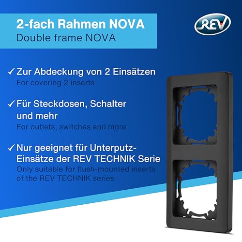 Cadres doubles REV Nova anthracite pour regrouper deux prises facilement