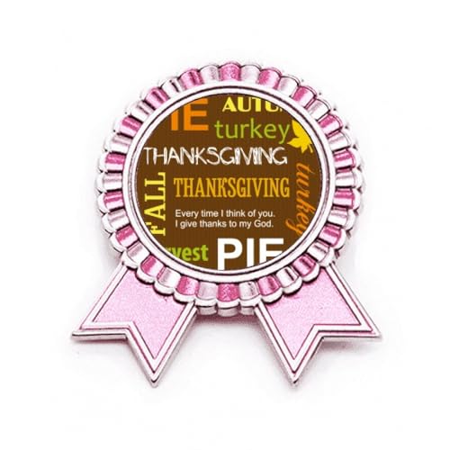 Broche rose et métal de qualité motif tarte d'automne Thanksgiving