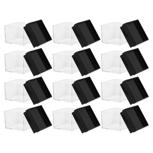 FESTFENDS 12piezas Caja de Plástico Transparente con Tapa Exhibidor para Colección de Minerales y Especímenes Organizador Apilable para Almacenamiento Seguro y Ordenado