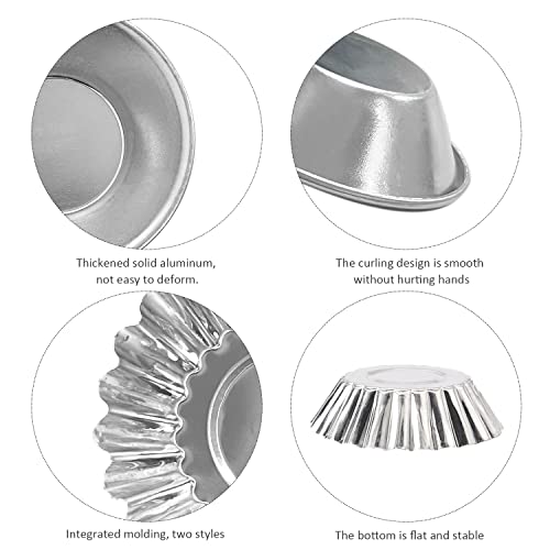 NINVVS 15 Pieces of Aluminum Egg Tart molds, Mini Pie Trays, Reusable Egg Tart molds, Non-Stick Baking molds, Aluminum Alloy Baking Trays Cups, for Making Muffins and Cupcakes (Silver) - Image 3