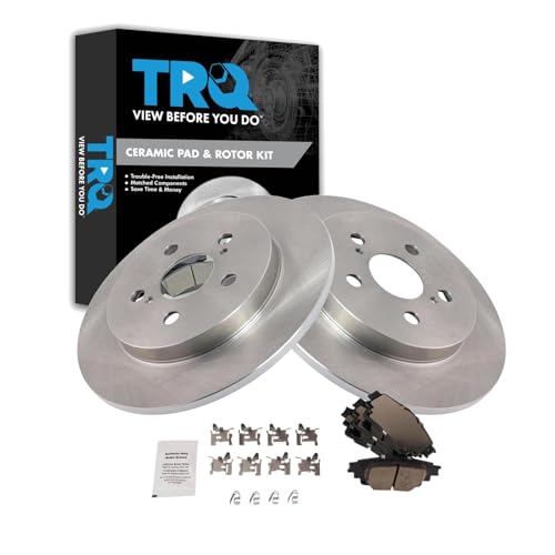Image of TRQ Rear Brake Pad & Rotor Kit Ceramic Compatible with 2019 Toyota Corolla