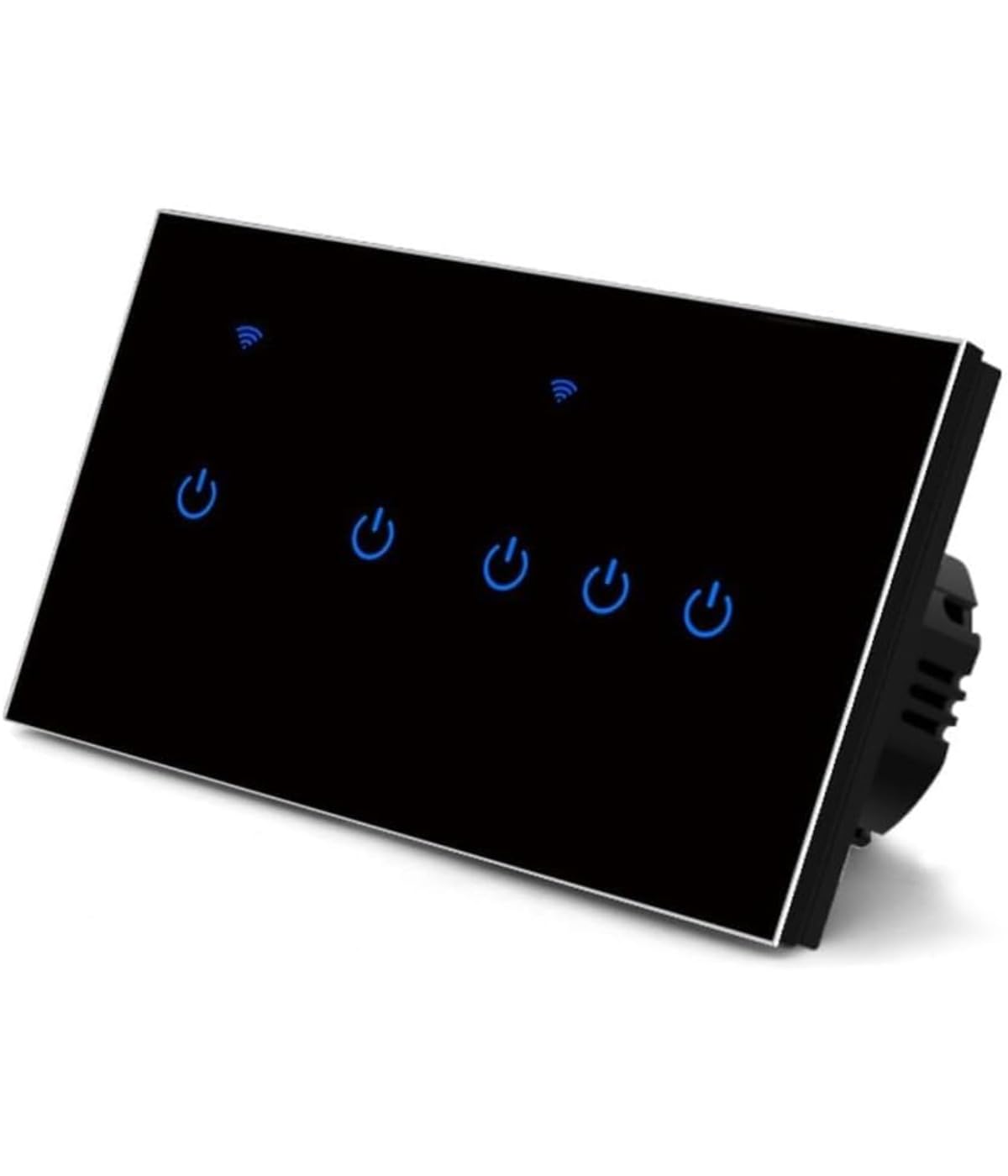 Tuya Smart Interruptor WiFi Home-Touch, Panel de Cristal Templado, Compatible con Control Remoto Doméstico, Voz, Tuya y Smart Life App, Negro, 1 Pieza (4 Marchas Negro) (5 Marchas Negro)
