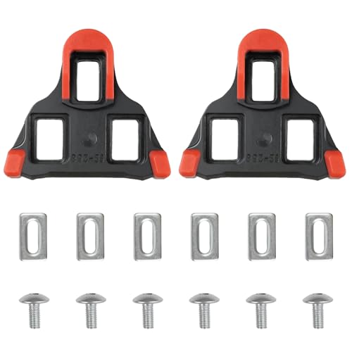 Amazon Dianfen Pedal Cleats for Shimano SPD-SL - 2 PCS Anti-Slip Pedal Cleat, Cycling Shoes Cleat Set with Fixed Iron Sheet & Screws &Hexagonal Wrench, 6° Float Bike Bicycle Cleat Set for Road Bike, Indoor Cycling #ad