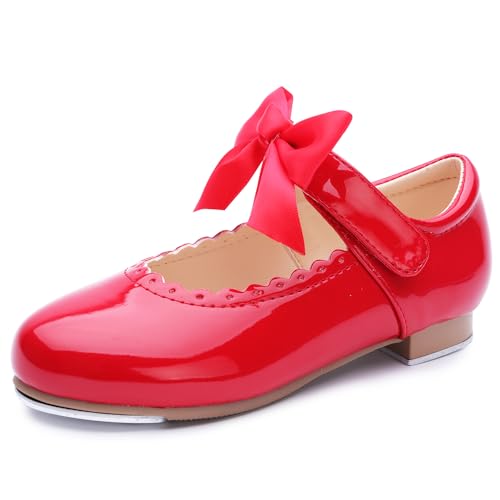 Minibella Patent Leather Tap Shoes Dance for Girls Red